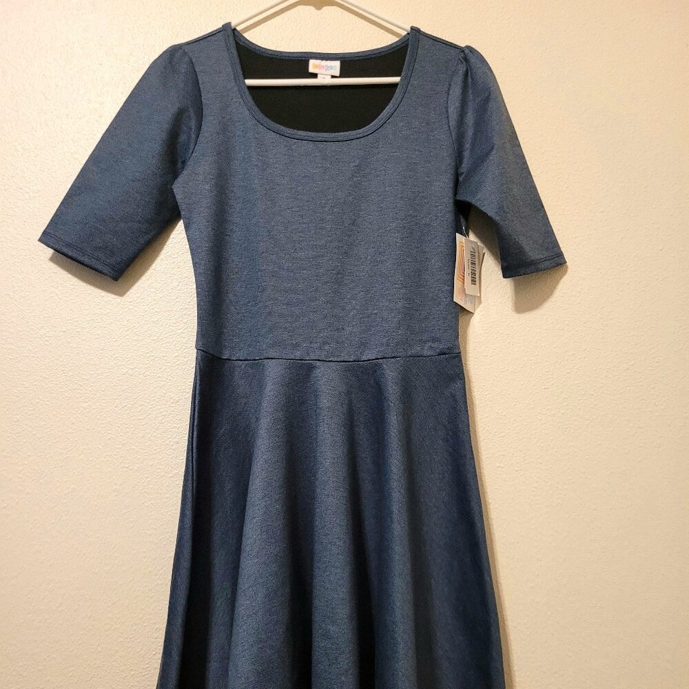 LuLaRoe Medium Nicole Mid-calf Dark Blue dress